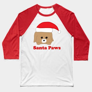 Santa Paws Dog in Christmas Hat Baseball T-Shirt